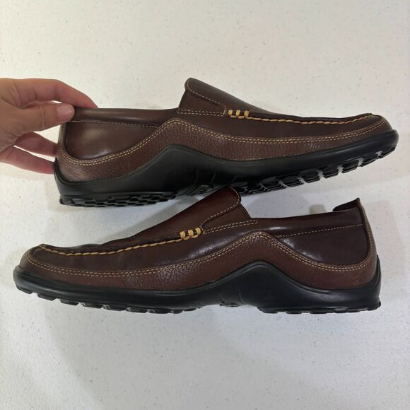Cole Haan Men 9M Leather Tucker Venetian Driving Loafers French Roast Dark Brown